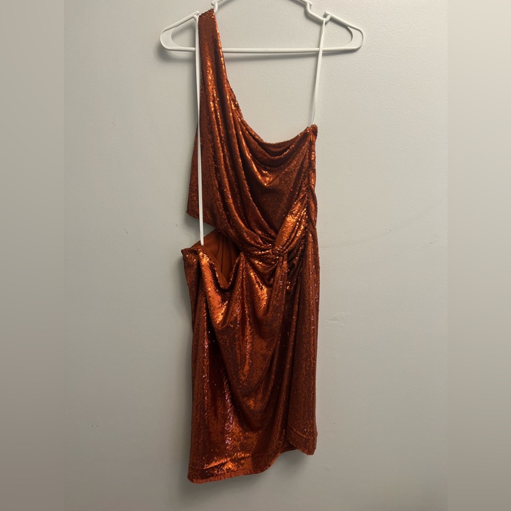 NWT Halston VAL SEQUIN ONE SHOULDER MINI 16 - Picture 6 of 9